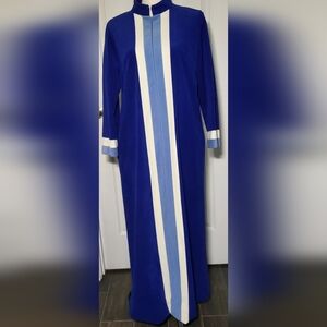 Vintage Vanity Fair Blue Zip Front Housecoat Robe 1960s 1970s Size 12